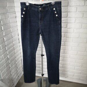 Lois Comfort Waist Ladies Size 32 Dark Wash Straight "New Gigi" Blue Jeans